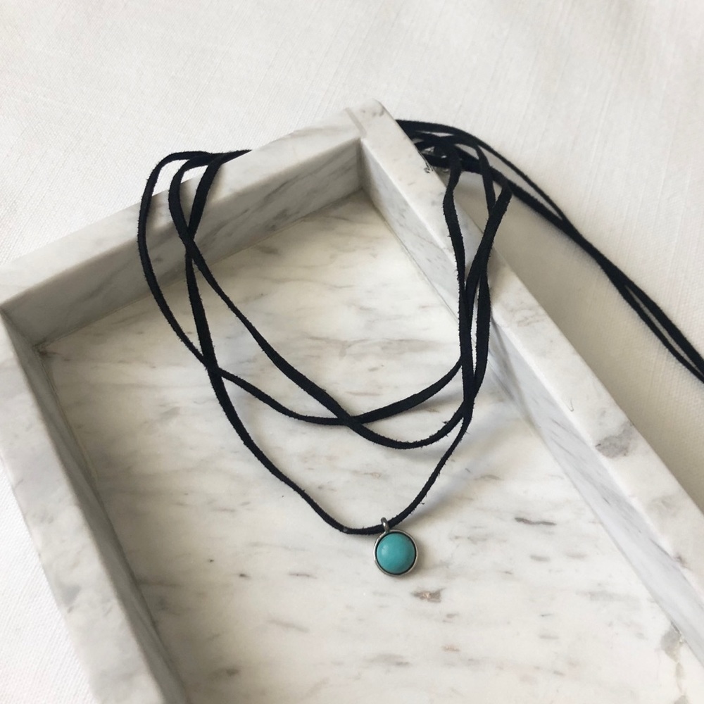 Etcetera | Black Choker Turquoise Accent Silver